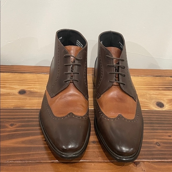 Paul Fredrick Made In Italy Leather Men\'s Two-Tone Brown Wingtip Boots Size 10M main image 10